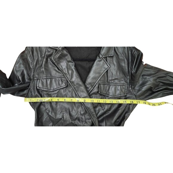 ZARA Faux Leather Wrap Mini Dress Black Long Sleeve Belted Shirt Style Dress S - Picture 11 of 12